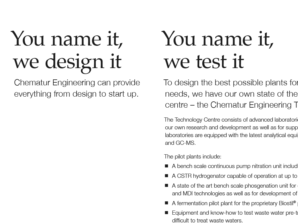 Chematur typografering broschyr