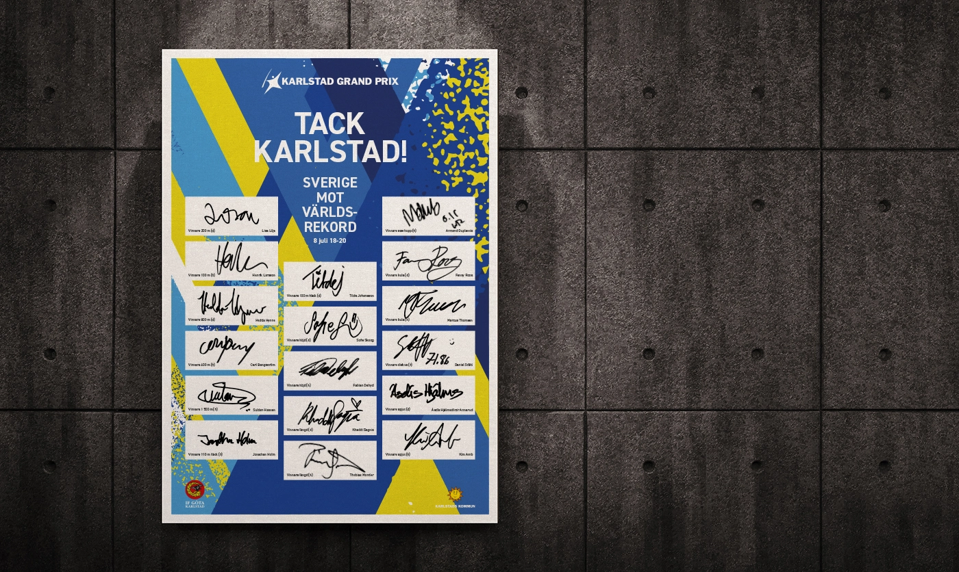 IF Göta Folksam Grand Prix Tack Karlstad, autografer på affisch